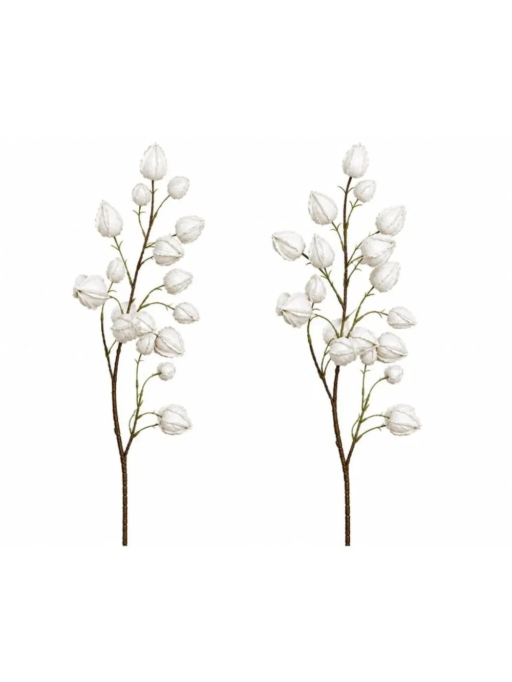 Chinese Lantern Stems White 32 Inch Tall Decorative Botanical Branches Set of 2